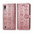 Leather Case Stands Fashionable Pattern Flip Cover Holder S03D for Samsung Galaxy A10 Rose Gold