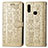 Leather Case Stands Fashionable Pattern Flip Cover Holder S03D for Samsung Galaxy A10s Gold