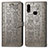 Leather Case Stands Fashionable Pattern Flip Cover Holder S03D for Samsung Galaxy A10s Gray