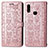 Leather Case Stands Fashionable Pattern Flip Cover Holder S03D for Samsung Galaxy A10s Pink