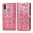 Leather Case Stands Fashionable Pattern Flip Cover Holder S03D for Samsung Galaxy A11 Pink