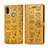 Leather Case Stands Fashionable Pattern Flip Cover Holder S03D for Samsung Galaxy A11 Yellow