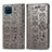 Leather Case Stands Fashionable Pattern Flip Cover Holder S03D for Samsung Galaxy A12 5G Gray