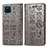 Leather Case Stands Fashionable Pattern Flip Cover Holder S03D for Samsung Galaxy A12 Gray