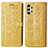 Leather Case Stands Fashionable Pattern Flip Cover Holder S03D for Samsung Galaxy A13 4G Yellow