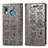 Leather Case Stands Fashionable Pattern Flip Cover Holder S03D for Samsung Galaxy A20 Gray