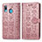 Leather Case Stands Fashionable Pattern Flip Cover Holder S03D for Samsung Galaxy A20 Pink