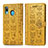 Leather Case Stands Fashionable Pattern Flip Cover Holder S03D for Samsung Galaxy A20 Yellow