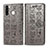 Leather Case Stands Fashionable Pattern Flip Cover Holder S03D for Samsung Galaxy A21 European Gray