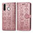 Leather Case Stands Fashionable Pattern Flip Cover Holder S03D for Samsung Galaxy A21 European Pink