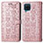 Leather Case Stands Fashionable Pattern Flip Cover Holder S03D for Samsung Galaxy A22 4G Pink
