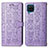 Leather Case Stands Fashionable Pattern Flip Cover Holder S03D for Samsung Galaxy A22 4G Purple