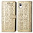 Leather Case Stands Fashionable Pattern Flip Cover Holder S03D for Samsung Galaxy A22 5G SC-56B Gold