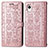 Leather Case Stands Fashionable Pattern Flip Cover Holder S03D for Samsung Galaxy A22 5G SC-56B Pink