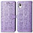 Leather Case Stands Fashionable Pattern Flip Cover Holder S03D for Samsung Galaxy A22 5G SC-56B Purple