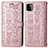 Leather Case Stands Fashionable Pattern Flip Cover Holder S03D for Samsung Galaxy A22s 5G Pink