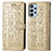 Leather Case Stands Fashionable Pattern Flip Cover Holder S03D for Samsung Galaxy A23 4G Gold