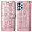 Leather Case Stands Fashionable Pattern Flip Cover Holder S03D for Samsung Galaxy A23 4G Pink