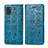 Leather Case Stands Fashionable Pattern Flip Cover Holder S03D for Samsung Galaxy A31 Blue