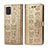 Leather Case Stands Fashionable Pattern Flip Cover Holder S03D for Samsung Galaxy A31 Gold
