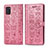 Leather Case Stands Fashionable Pattern Flip Cover Holder S03D for Samsung Galaxy A31 Rose Gold