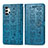 Leather Case Stands Fashionable Pattern Flip Cover Holder S03D for Samsung Galaxy A32 4G Blue