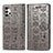 Leather Case Stands Fashionable Pattern Flip Cover Holder S03D for Samsung Galaxy A32 4G Gray