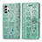 Leather Case Stands Fashionable Pattern Flip Cover Holder S03D for Samsung Galaxy A32 4G Green