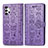 Leather Case Stands Fashionable Pattern Flip Cover Holder S03D for Samsung Galaxy A32 4G Purple