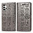 Leather Case Stands Fashionable Pattern Flip Cover Holder S03D for Samsung Galaxy A32 5G Gray