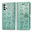Leather Case Stands Fashionable Pattern Flip Cover Holder S03D for Samsung Galaxy A32 5G Green