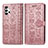 Leather Case Stands Fashionable Pattern Flip Cover Holder S03D for Samsung Galaxy A32 5G Pink