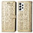 Leather Case Stands Fashionable Pattern Flip Cover Holder S03D for Samsung Galaxy A33 5G Gold