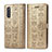 Leather Case Stands Fashionable Pattern Flip Cover Holder S03D for Samsung Galaxy A41 SC-41A Gold