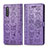 Leather Case Stands Fashionable Pattern Flip Cover Holder S03D for Samsung Galaxy A41 SC-41A Purple