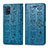 Leather Case Stands Fashionable Pattern Flip Cover Holder S03D for Samsung Galaxy A51 5G Blue