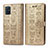 Leather Case Stands Fashionable Pattern Flip Cover Holder S03D for Samsung Galaxy A51 5G Gold