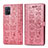 Leather Case Stands Fashionable Pattern Flip Cover Holder S03D for Samsung Galaxy A51 5G Rose Gold