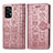 Leather Case Stands Fashionable Pattern Flip Cover Holder S03D for Samsung Galaxy A52 4G Pink