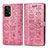 Leather Case Stands Fashionable Pattern Flip Cover Holder S03D for Samsung Galaxy A52 4G Rose Gold