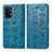 Leather Case Stands Fashionable Pattern Flip Cover Holder S03D for Samsung Galaxy A52s 5G Blue