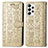 Leather Case Stands Fashionable Pattern Flip Cover Holder S03D for Samsung Galaxy A53 5G Gold