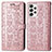 Leather Case Stands Fashionable Pattern Flip Cover Holder S03D for Samsung Galaxy A53 5G Pink