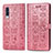 Leather Case Stands Fashionable Pattern Flip Cover Holder S03D for Samsung Galaxy A70 Rose Gold