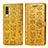 Leather Case Stands Fashionable Pattern Flip Cover Holder S03D for Samsung Galaxy A70 Yellow