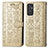 Leather Case Stands Fashionable Pattern Flip Cover Holder S03D for Samsung Galaxy A82 5G Gold