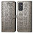 Leather Case Stands Fashionable Pattern Flip Cover Holder S03D for Samsung Galaxy A82 5G Gray