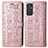 Leather Case Stands Fashionable Pattern Flip Cover Holder S03D for Samsung Galaxy A82 5G Pink