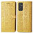Leather Case Stands Fashionable Pattern Flip Cover Holder S03D for Samsung Galaxy A82 5G Yellow