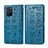 Leather Case Stands Fashionable Pattern Flip Cover Holder S03D for Samsung Galaxy A91 Blue